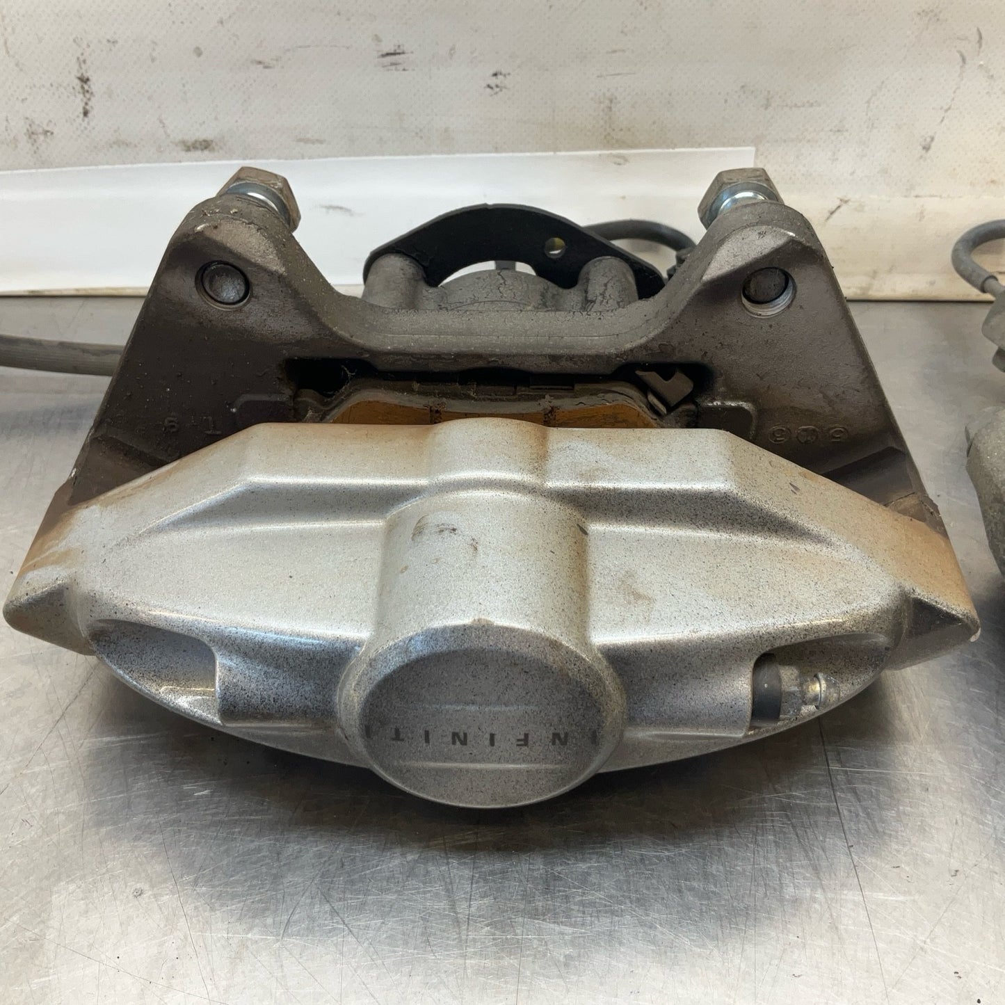 08-15 G37 Q50 Q60 Akebono Big Brake Caliper Set Oem 12Bd4G0 - On Point Parts Inc