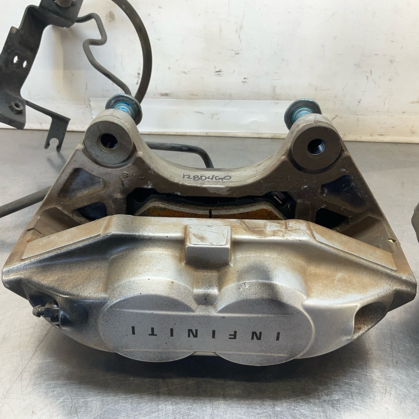 08-15 G37 Q50 Q60 Akebono Big Brake Caliper Set Oem 12Bd4G0 - On Point Parts Inc