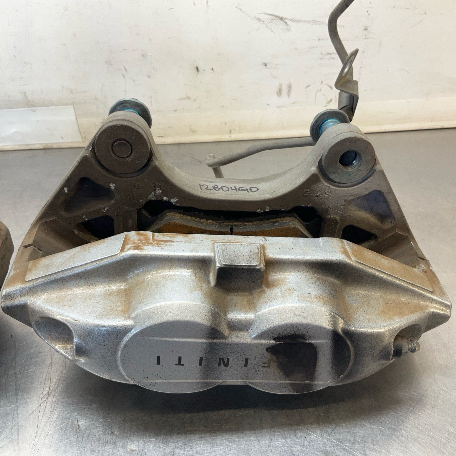 08-15 G37 Q50 Q60 Akebono Big Brake Caliper Set Oem 12Bd4G0 - On Point Parts Inc