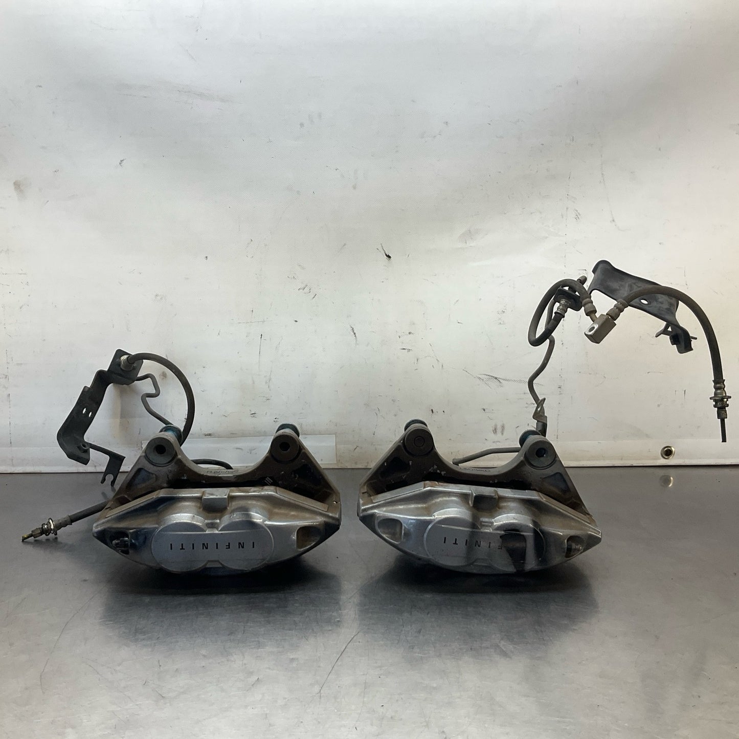 08-15 G37 Q50 Q60 Akebono Big Brake Caliper Set Oem 12Bd4G0 - On Point Parts Inc