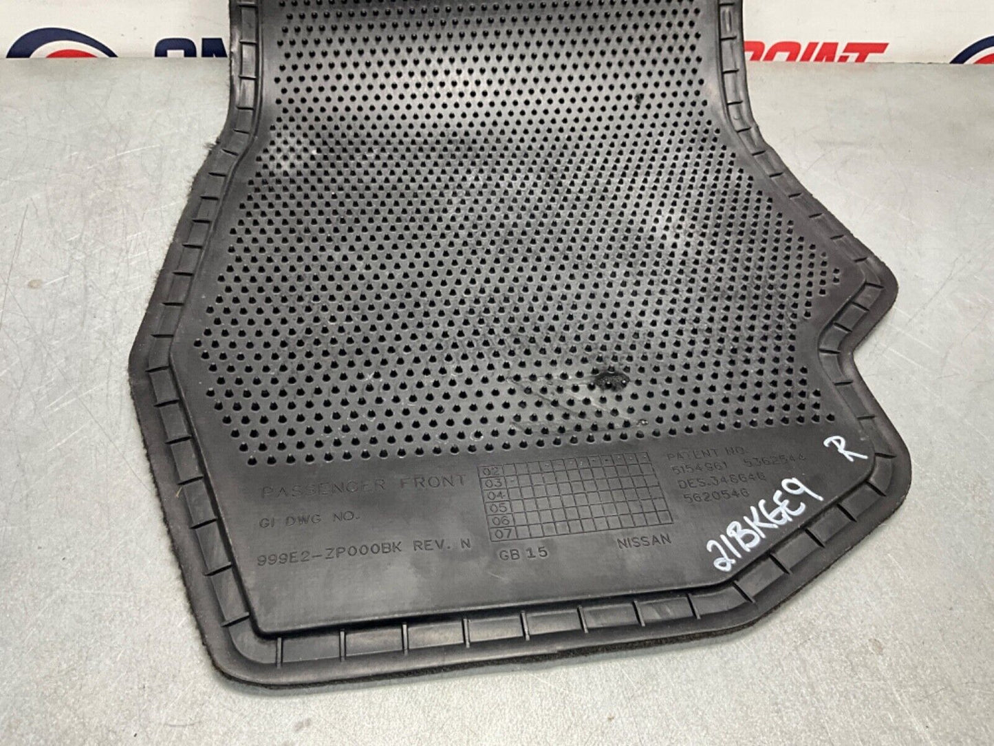 2003 Nissan Z33 350Z Passenger Right Front Floor Mat 999E2 OEM 21BKGE9 - On Point Parts Inc