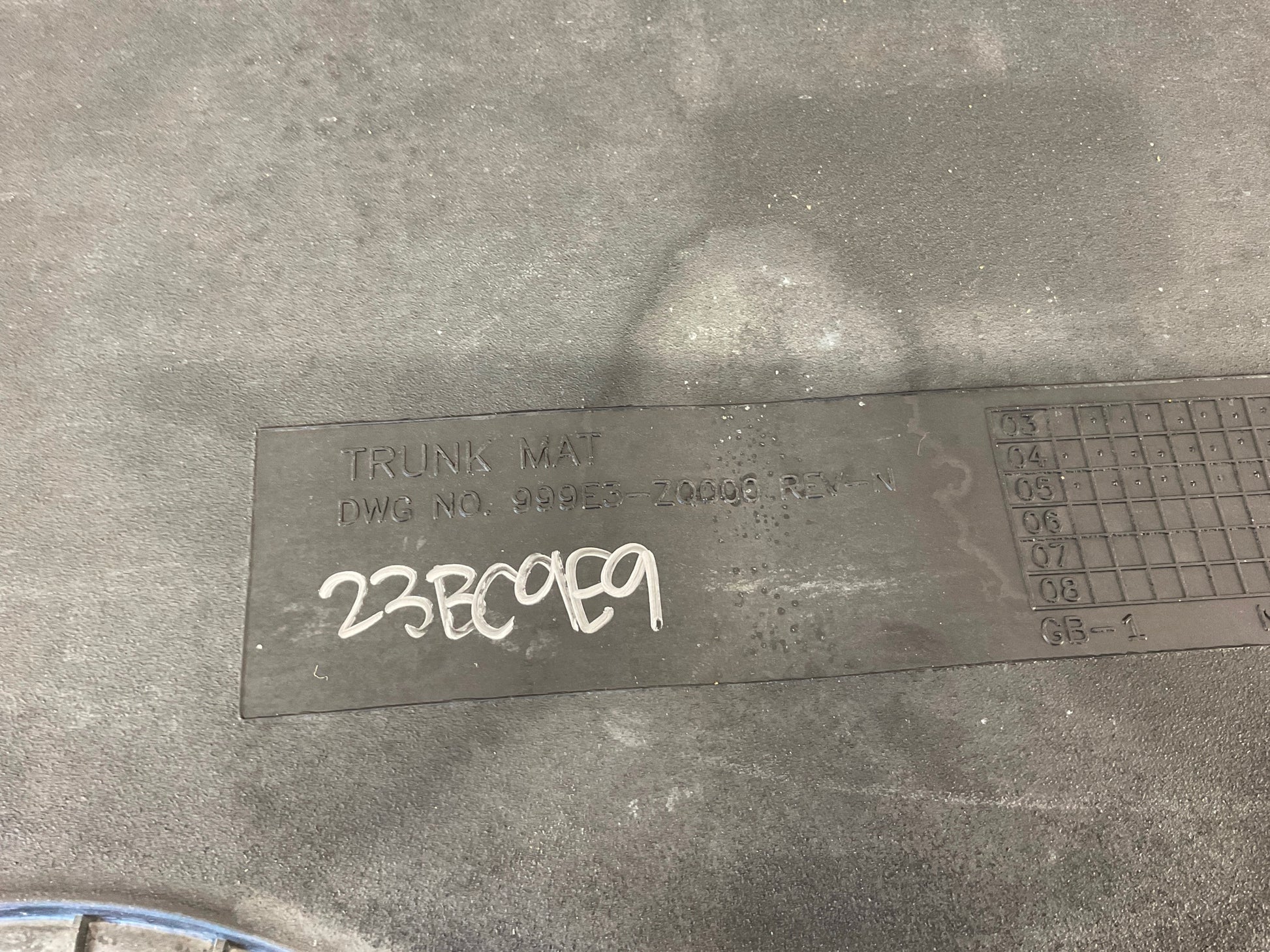 2006 Nissan 350Z Convertible Trunk Floor Mat Carpet 999E3 OEM 23BC9E9 - On Point Parts Inc